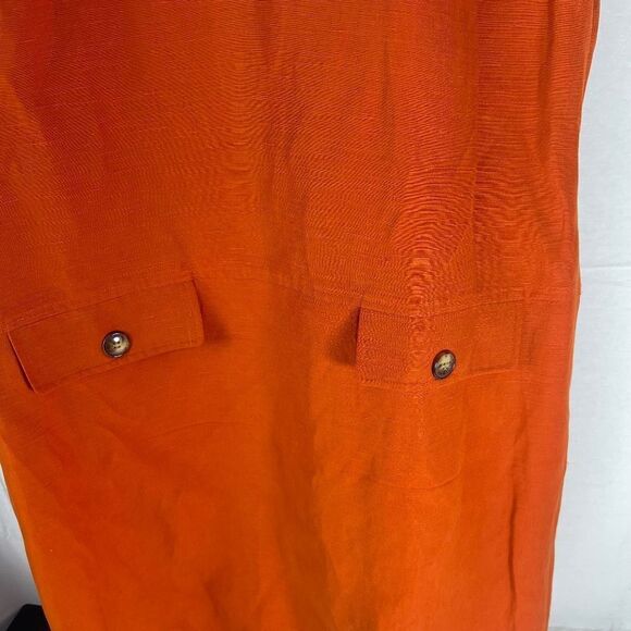 Safe Silk By Adrianna Papell Linen/Silk Blend Orange Shift Dress Sz 10 - Picture 3 of 7